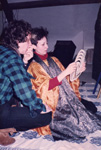 La comédienne Anne Hayatte et R.H. en répétition de Danse de terre, Paris 1984